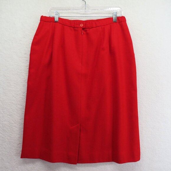 Vintage Pendleton Skirt Womens Size 14 Red Pencil Knee Length Kick Pleat - Picture 3 of 10